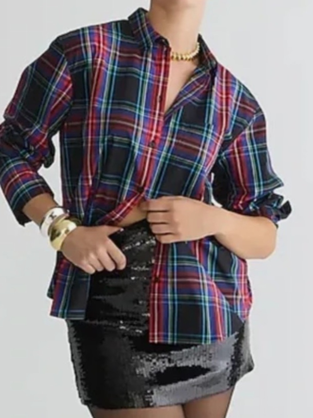 J. Crew Red, Navy & Green Plaid Button-Down Shirt